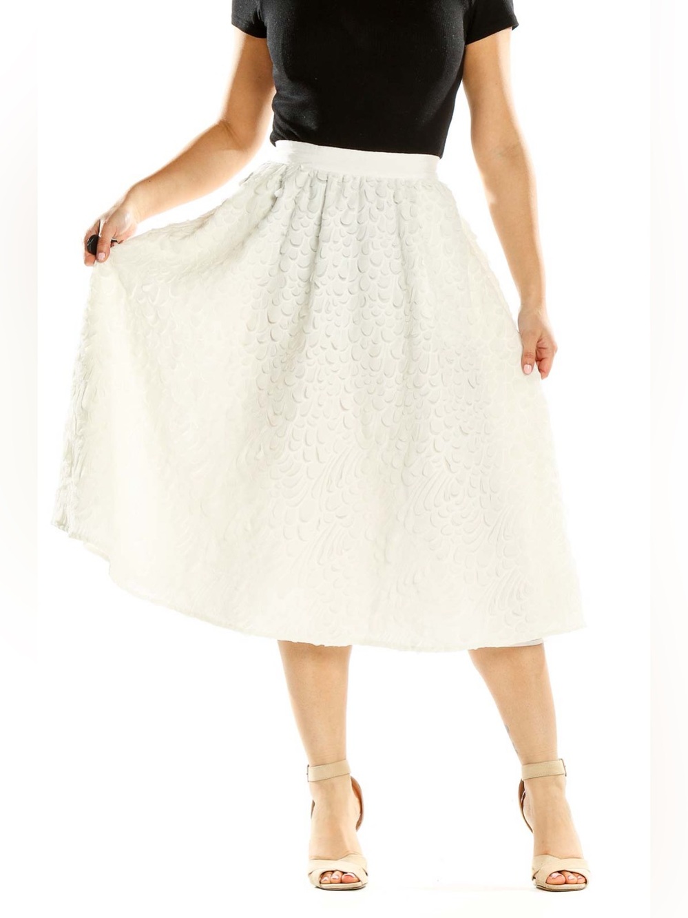 🌼Sam Edelman White Floral Lace Midi Skirt